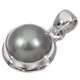 925 Silver South Sea Cultured Gray Mabe Pearl Sterling Pendant, 1"