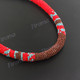Glass Seed Beads African 18" Coral Red Brown Necklace