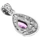 925 Silver Pear Teardrop Amethyst Scroll Filigree Sterling Pendant, 1 1/4"