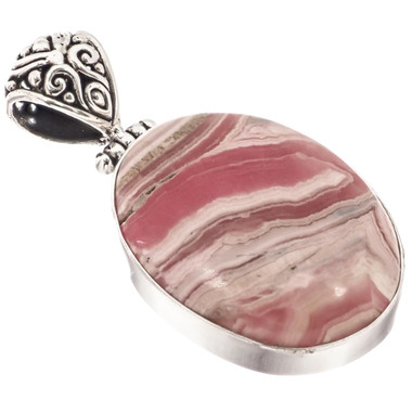 925 Silver Genuine Argentina Rhodochrosite Handmade Sterling Pendant, 1 1/2"