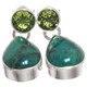 925 Silver Dainty Peridot Natural Turquoise Pear Sterling Stud Earrings, 1"