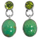 925 Silver Dainty Peridot Natural Turquoise Pear Sterling Stud Earrings, 0.8"
