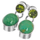 925 Silver Dainty Peridot Natural Turquoise Pear Sterling Stud Earrings, 0.8"