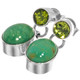 925 Silver Dainty Peridot Natural Turquoise Pear Sterling Stud Earrings, 0.8"