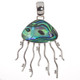925 Silver Jellyfish New Zealand Paua Abalone Shell Sterling Pendant, 1 3/4"