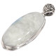 925 Silver Large Blue Flash Moonstone Bali Handmade Sterling Pendant, 2 1/8"