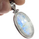 925 Silver AAA Blue Flash Moonstone Bali Handmade Sterling Pendant, 1 5/8"