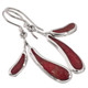 925 Silver Genuine Red Coral Petal Sterling Drop Earrings, 3/4"