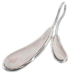 925 Silver White Oyster Mother of Pearl Shell Petal Sterling Pendant, 1 3/4"