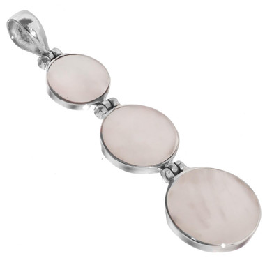 925 Silver Cascading White Oyster Mother Of Pearl Shell Sterling Pendant, 1 3/4"