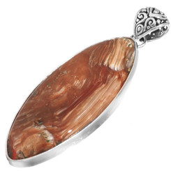 925 Silver Orange Agate Handmade Sterling Pendant, 2 3/8"