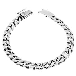 8mm Cuban Curb Chain 925 Sterling Silver Bracelet Bali Handmade, 7-9"
