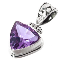 925 Silver 5ct Trillion Lavender Quartz Sterling Pendant, 1"