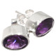 925 Silver Dainty Purple Natural Amethyst Sterling Post Stud Earrings, 3/8"