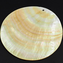 90mm Drilled Iridescent Brownlip Oyster Mother Of Pearl Shell Cab Bead, 3 9/16"
