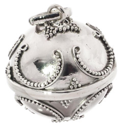 925 Silver Large Harmony Ball Chime Round Bali Handmade Sterling Pendant, 1"