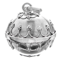 925 Silver 24mm Large XXL Harmony Ball Chime Round Bali Sterling Pendant, 1 3/8"