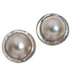 925 Sterling Silver Mabe Pearl In Shell Clip-On Earrings