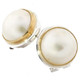 925 Silver White Mabe Pearl Gold Plated Rim Sterling Omega Stud Earrings, 5/8"