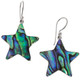 925 Silver Sterling Star Genuine A-grade Paua Abalone Shell Earrings, 1"