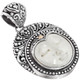 925 Silver Goddess Hand Carving Bison Bone Gold Scrollwork Sterling Pendant 1.5"