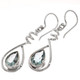 925 Silver Teardrop Pear Blue Topaz Sterling Drop Earrings, 1 1/4"