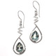 925 Silver Teardrop Pear Blue Topaz Sterling Drop Earrings, 1 1/4"