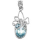 925 Silver Butterfly Filigree Natural Big Blue Topaz Sterling Pendant, 1 3/8"