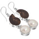 Ammonite Fossil White Mabe Cultured Pearl Sterling Silver Earrings, 1 1/4"