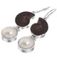 Ammonite Fossil White Mabe Cultured Pearl Sterling Silver Earrings, 1 1/4"