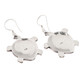 925 Silver Red Sponge Coral Inset Dangle Drop Turtle Earrings, 1 1/8"