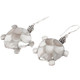 925 Silver White Oyster Mother of Pearl Dangling Turtle Earrings, 1 1/8"