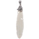 925 Silver Hand Carved Bison Bone Feather Scrollwork Sterling Pendant, 3 1/8"