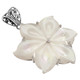 925 Silver Shimmering White Mother Of Pearl Shell Flower Pendant, 1 5/8"