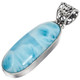 Dominican Republic Blue Larimar 925 Sterling Silver Pendant, 1 7/8