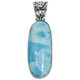 Dominican Republic Blue Larimar 925 Sterling Silver Pendant, 1 7/8