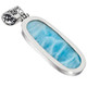 Dominican Republic Blue Larimar 925 Sterling Silver Pendant, 1 7/8