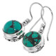 925 Silver Genuine Turquoise Sterling Filigree Drop Earrings, 1/2"