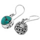 925 Silver Genuine Turquoise Sterling Filigree Drop Earrings, 1/2"