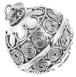925 Silver 19mm Large Harmony Ball Chime Round Bali Sterling Pendant, 1 1/8"
