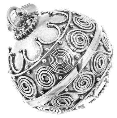 925 Silver 19mm Large Harmony Ball Chime Round Bali Sterling Pendant, 1 1/8"