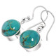 925 Silver Dainty Round Genuine Turquoise Pictured Sterling Earrings, 1/2"