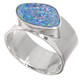 925 Silver Big Blue Natural Australian Opal Sterling Sz 8 Ring