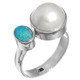 925 Silver Australian Opal White Mabe Pearl Sterling Sz 8 Ring
