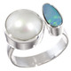 925 Silver Australian Opal White Mabe Pearl Sterling Sz 8 Ring