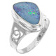 925 Silver Large Blue Natural Australian Opal Sterling Sz 8 Ring