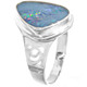 925 Silver Large Blue Natural Australian Opal Sterling Sz 8 Ring