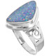 925 Silver Large Blue Natural Australian Opal Sterling Sz 9 Ring
