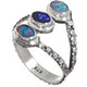 925 Silver Triple Natural Australian Opal Gem Sterling Sz 9 Ring