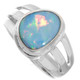 925 Silver Blue Natural Australian Opal Sterling Sz 6 Ring